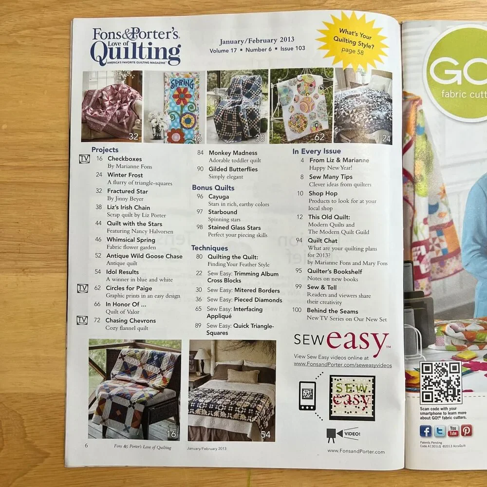 Magazine Lot Fons and Porters Love of Quilting From 2013 Set of 3